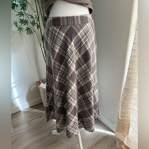 Jones Wear Plaid A-Line Skirt - Brown and Cream